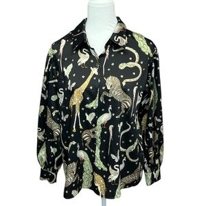 Zara Jungle Animal Print Button-Up Shirt